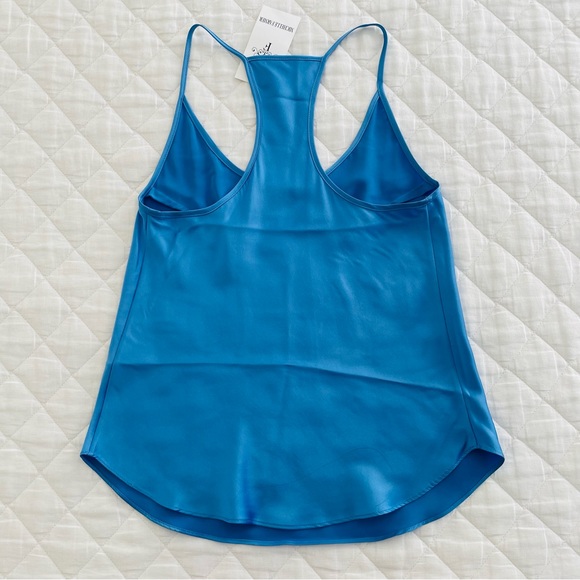 NWT Michelle Farmer 100% Silk Charmeuse Helenita Top in Azure Blue - Picture 5 of 10